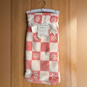 Charming Pink and White Floral Baby Blanket